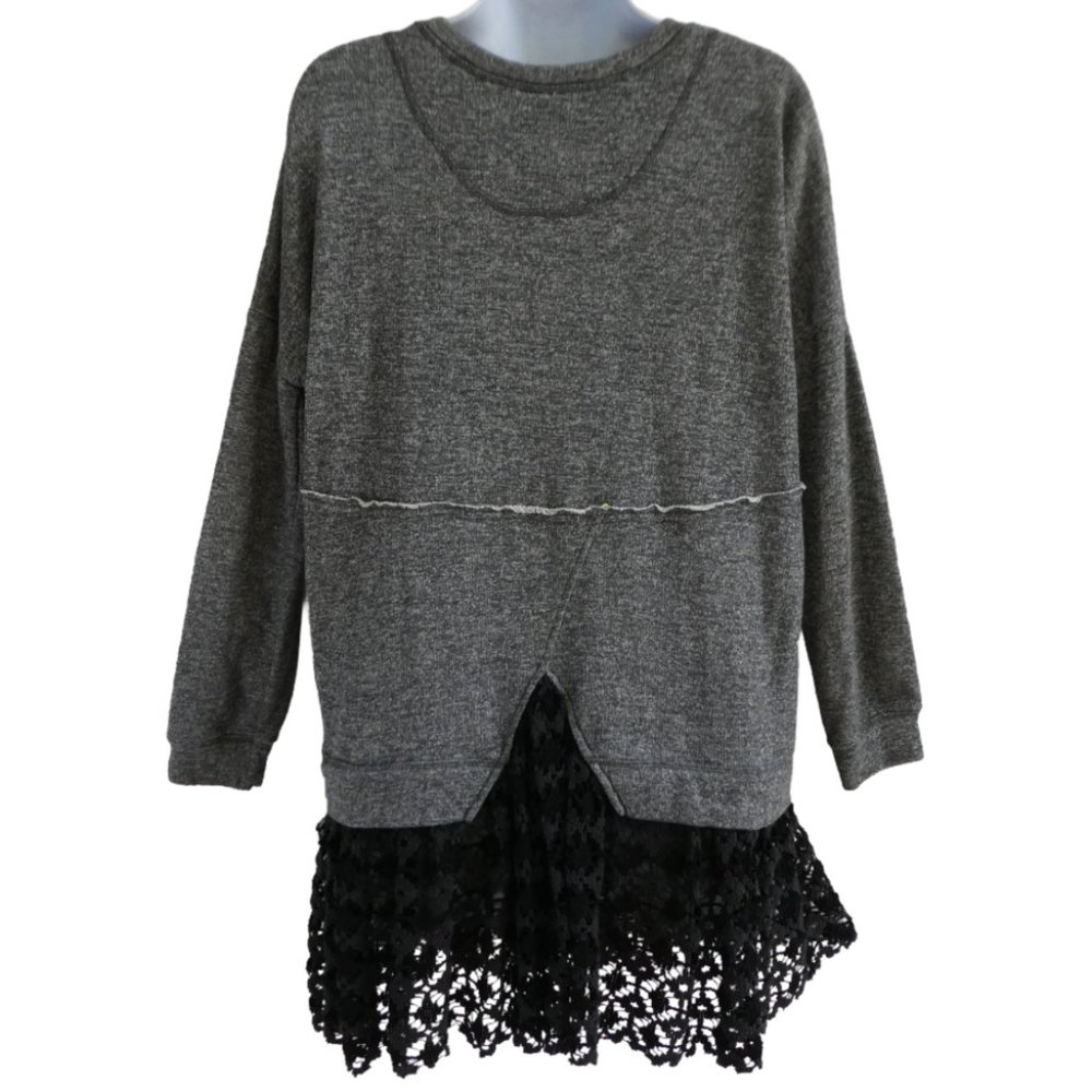 FP Free People Beach Sweatshirt Dress Shake It Up Lacy Pullover Crochet Skirt S